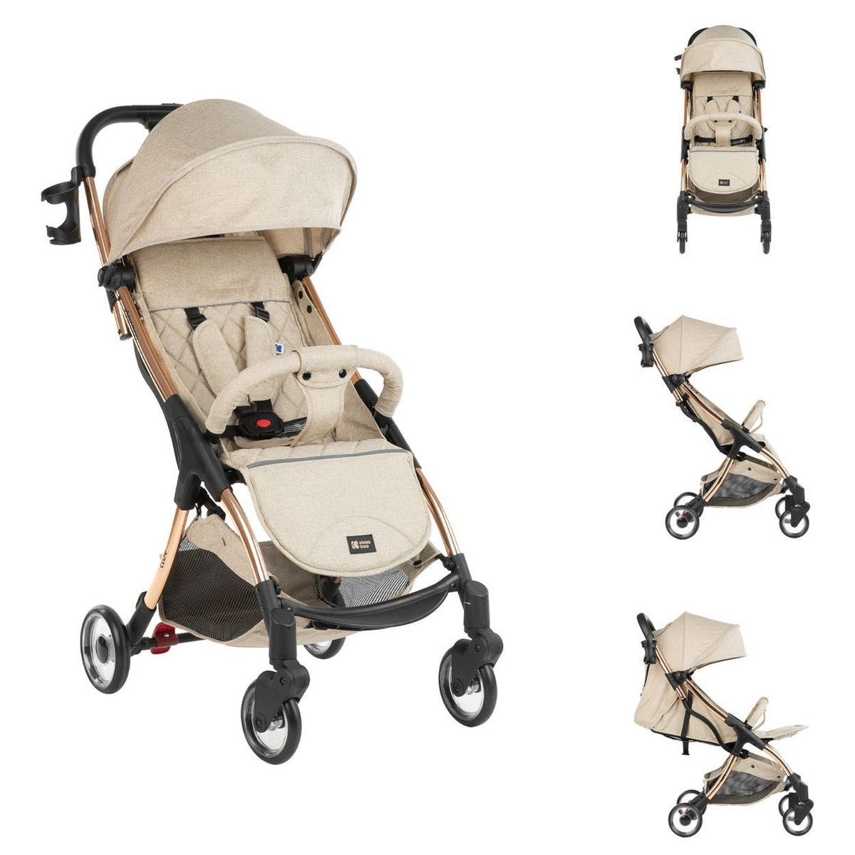 BUGGY Cloe bis 22 kg beige Aluminiumrahmen faltbar Getränkehalter - Beige, Metall (72/43/102cm) - Kikka boo