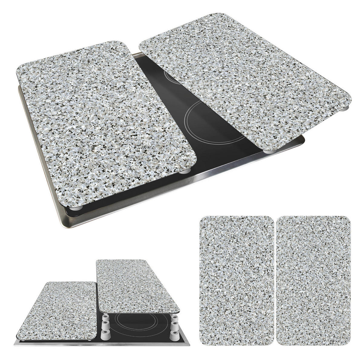 GLASSCHUTZPLATTEN für Herd — 2 Stück Granit 52/30/0,5 cm - Grau, Glas (30/0.5/52cm) - Wenko