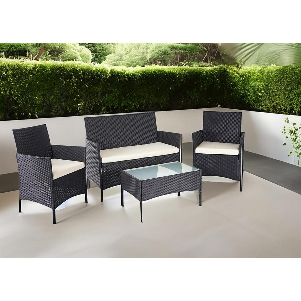 Thumbnail - MCW Poly-Rattan, Braun, Weiß, Kunststoff, Gartenmöbel, Gartenmöbel-Sets