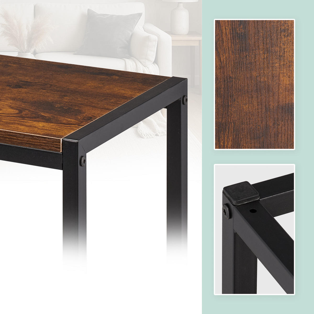 LAVICA - viacfarebná, kov/kompozitné drevo (120/47/30cm) - Relaxdays