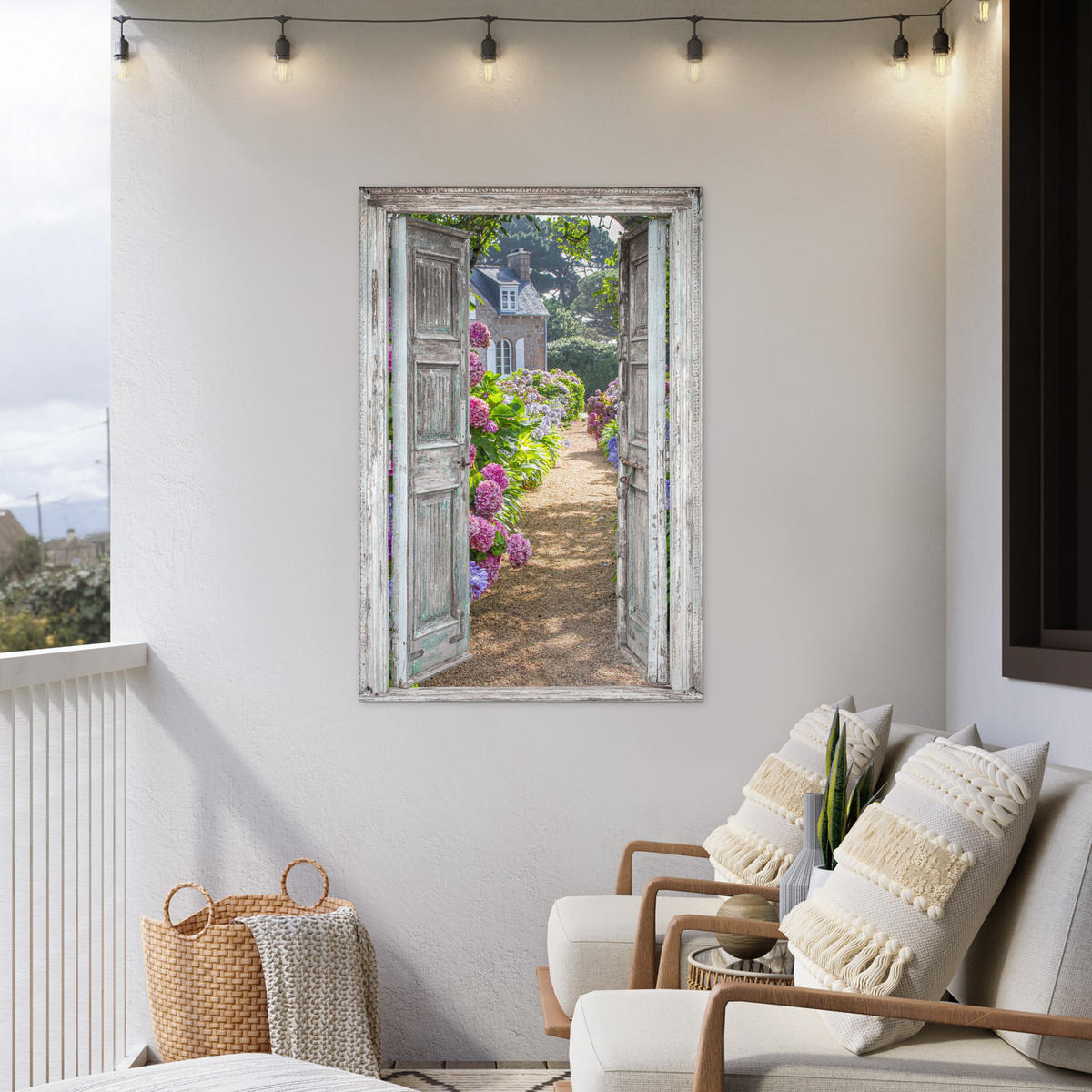 ZAHRADNÍ PLAKÁT Průhledné - Hortenzie - Květiny 80x120 cm - světle šedá, plast (80/120/0.2cm) - OnlyWow