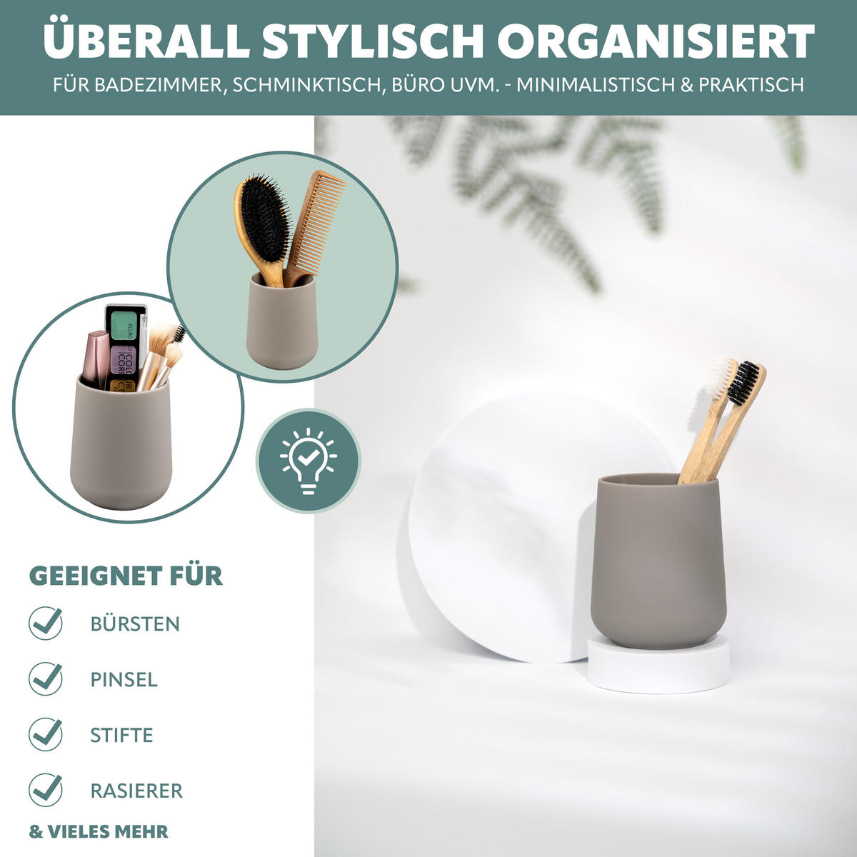 BECHER-SET TESERO 2tlg., Soft-Touch, braun - Braun, Kunststoff (8.5/10.5/8.5cm) - eluno