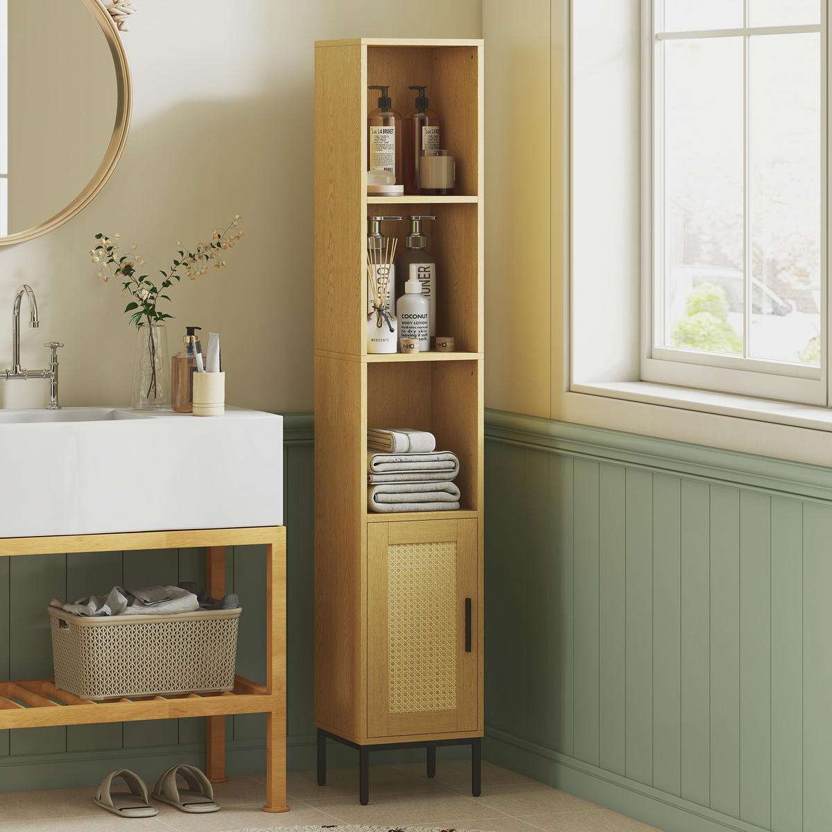 MEHRZWECKSCHRANK Naturfarben 30.0/30.0/164.0 cm - Naturfarben, Holzwerkstoff (30/164/30cm)