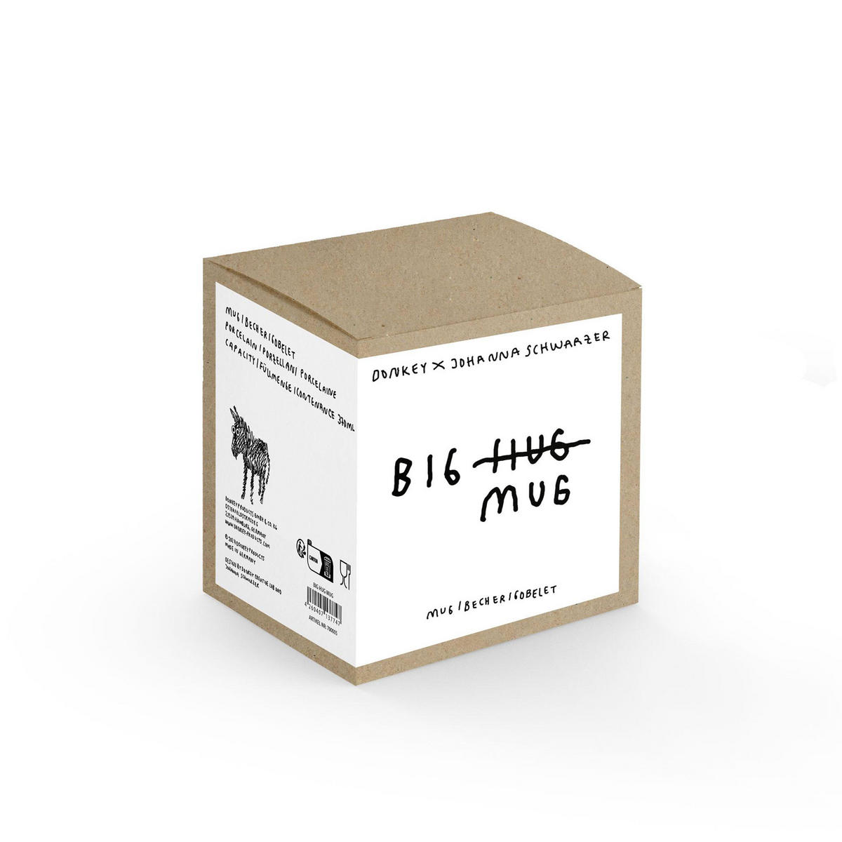 KAFFEETASSE Big Hug, Cozy Collection, Johanna Schwarzer, Porzellan, 370 ml, Weiß - Weiß, Keramik (0.37L) - Donkey Products