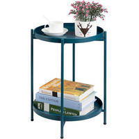 BEISTELLTISCH Metall Rund 2 Ebenen Pfauengrün 37 x 48.5 cm - Dunkelblau, Metall (37/37/50cm)