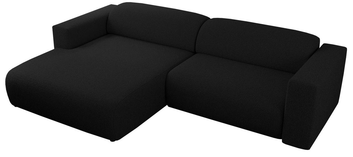 ECKSOFA PASADENA Schwarz Bouclé - Links Seite - Schwarz, Kunststoff/Textil (288/180cm) - MKS