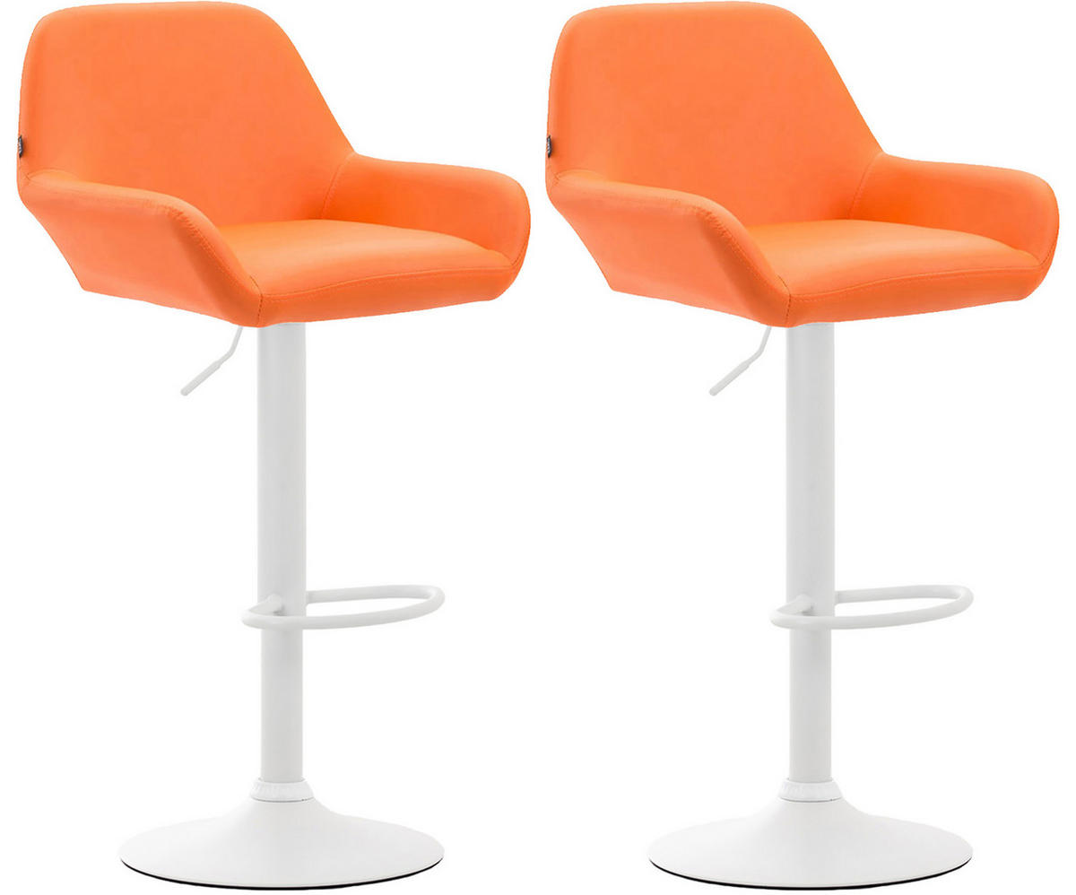 BARHOCKER 2er Set Prag Kunstleder weiß orange - Orange/Weiß, Kunststoff/Metall (51/109/52cm) - TPFLiving