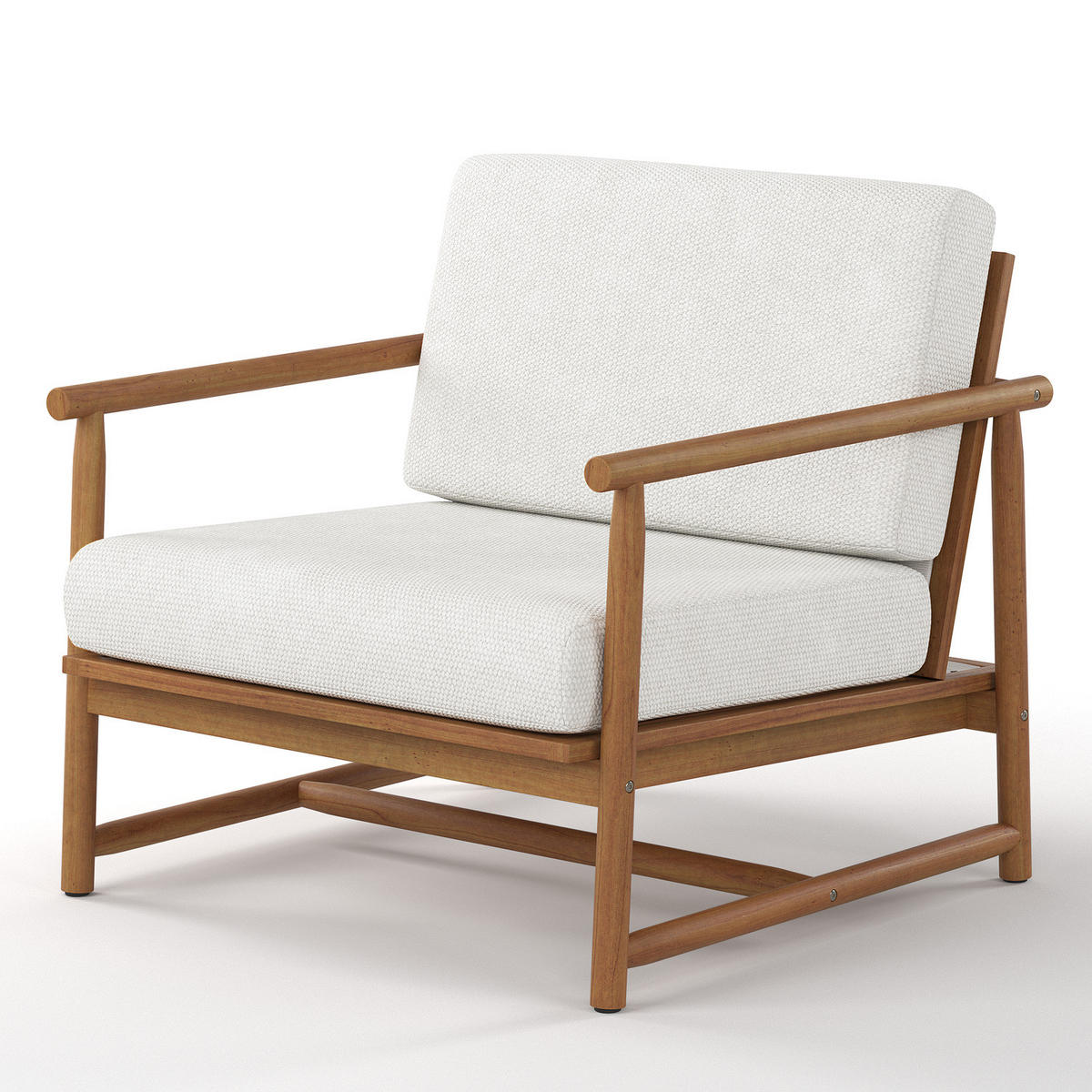 LOUNGEGRUPPE - 4-teilig - Akazie massiv / Webstoff - Akazie Braun / Creme - Creme/Akaziefarben, Holz/Kunststoff - home24