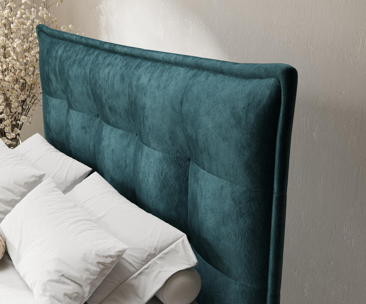 BOXSPRINGBETT Minori Türkisfarben 200/200 cm mit Latex-Topper - Türkis/Silberfarben, Holz/Holzwerkstoff (200/200cm) - Maison de Reve