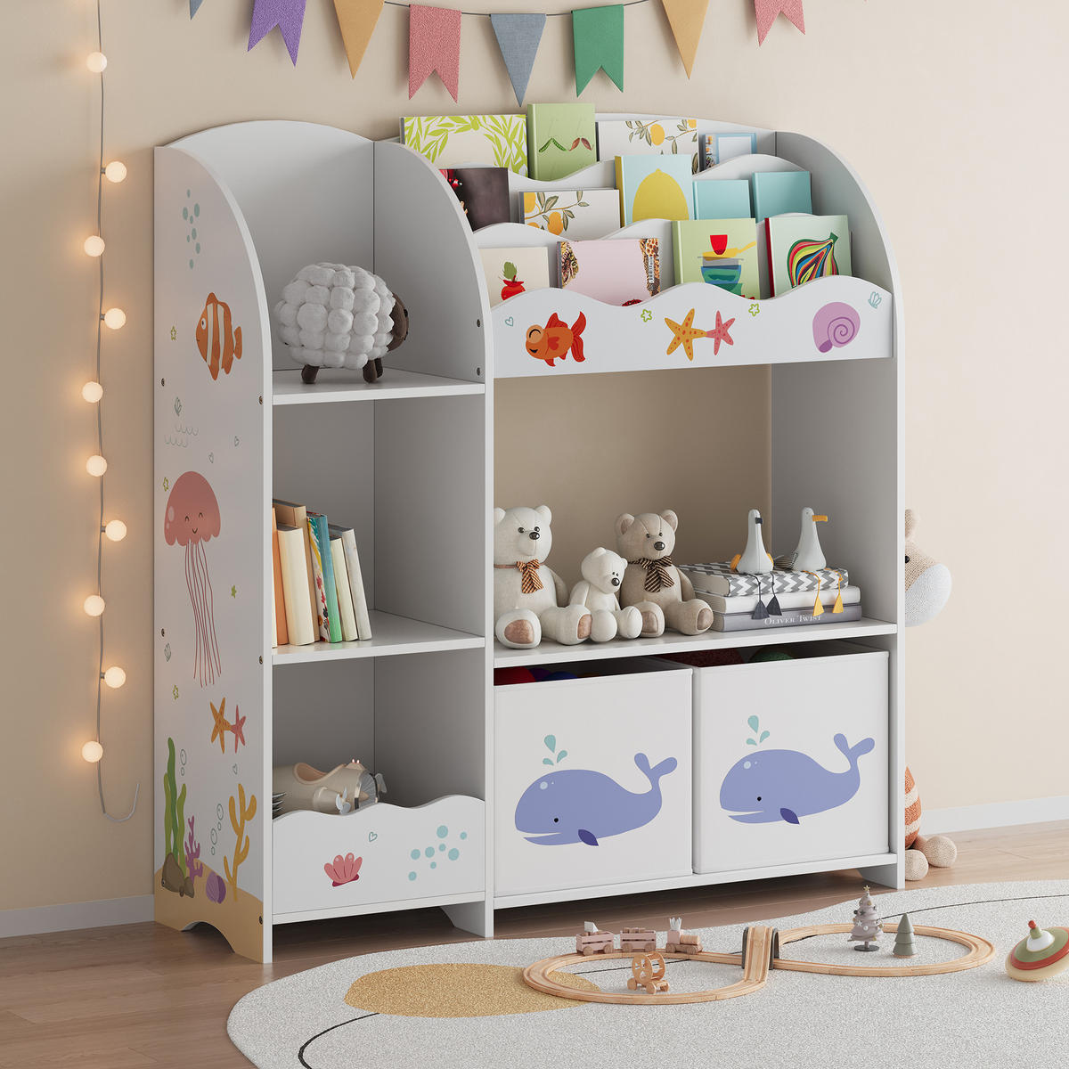 KINDERREGAL Lysekil - Lila, Holzwerkstoff (93/100/30cm) - [en.casa]