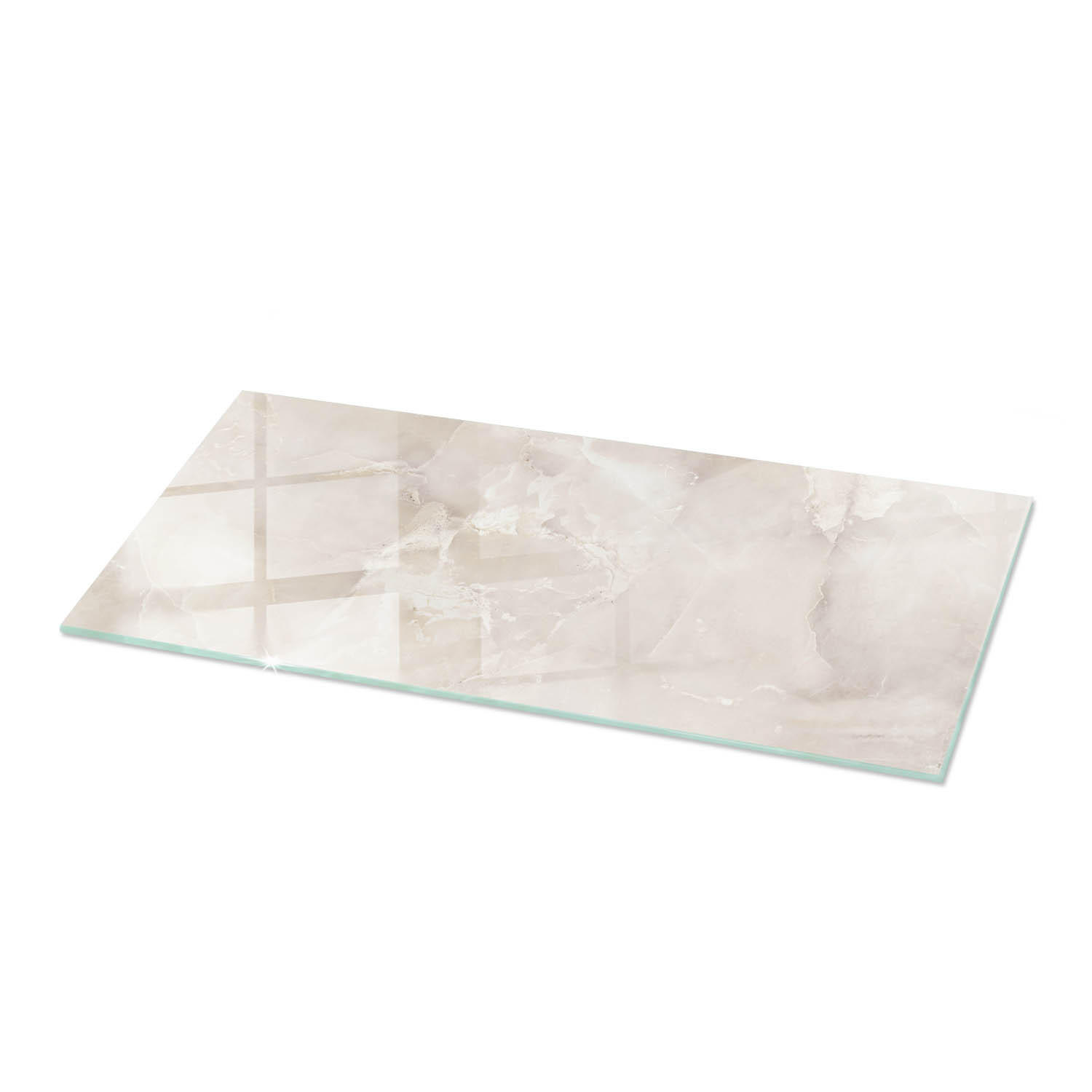 TISCHPLATTE 125x50 cm Marmorstruktur mit Textur - Creme, Glas (125/50/0.4cm) - TULUP