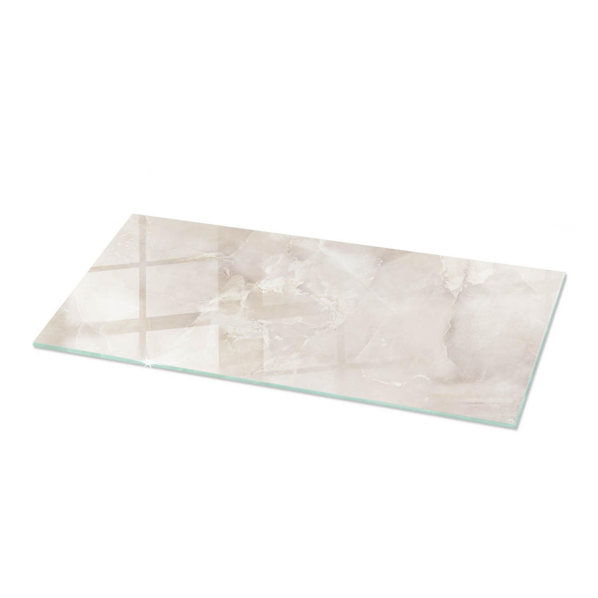 TISCHPLATTE 125x50 cm Marmorstruktur mit Textur - Creme, Glas (125/50/0.4cm) - TULUP