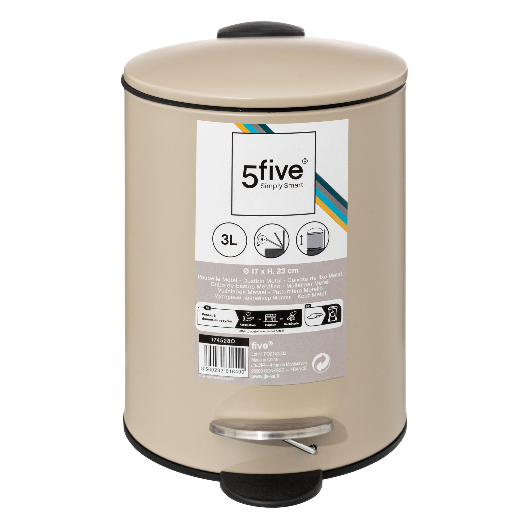5five Simply Smart Kosmetikeimer Beige 17x23x22.5 cm