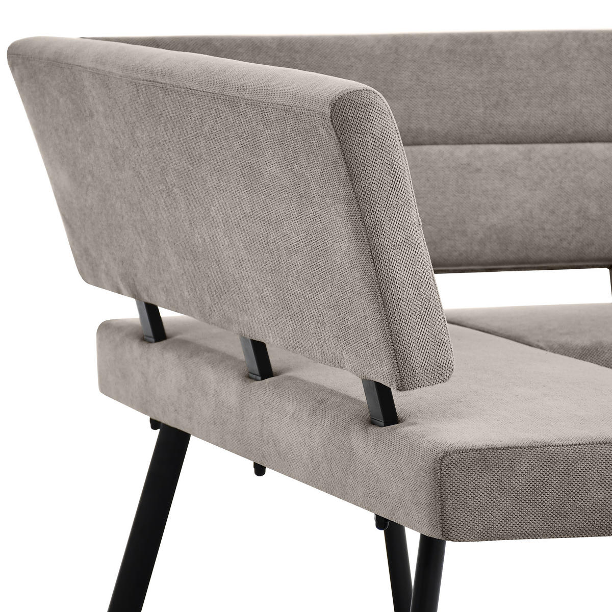 ECKBANK Zerra 192x153 cm, mit Metallbeinen, Curio-Stoff, Beige - Beige/Schwarz, Metall (192/153cm) - Beautysofa