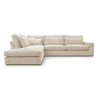 ECKSOFA Parma ohne Schlaffunktion, Cord-Stoff, Creme, Links - Beige/Schwarz, Textil (314/224cm) - Beautysofa
