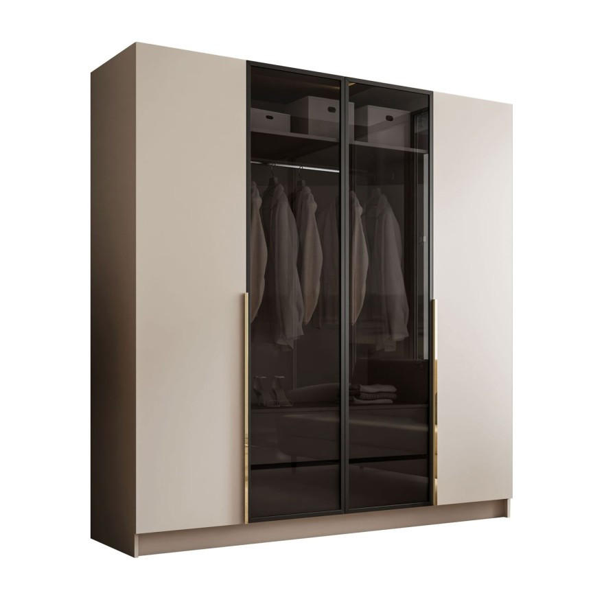 KLEIDERSCHRANK ATRIUM mit Glasfront - Kaschmir, Holzwerkstoff (200/210/57cm) - Lookway