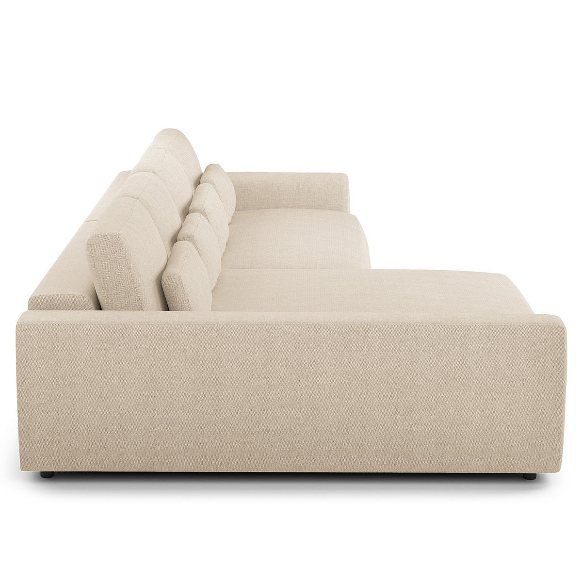 ECKSOFA mit XXL-Longchair - Beige/Schwarz, Kunststoff/Textil (323/182cm) - home24