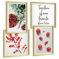 BILDER SET 4er Set - 50x50 cm & 40x60 cm Goldrahmen - Minimalismus der roten Früchte von Pflanzen - Goldfarben, Kunststoff (50/50cm) - TULUP