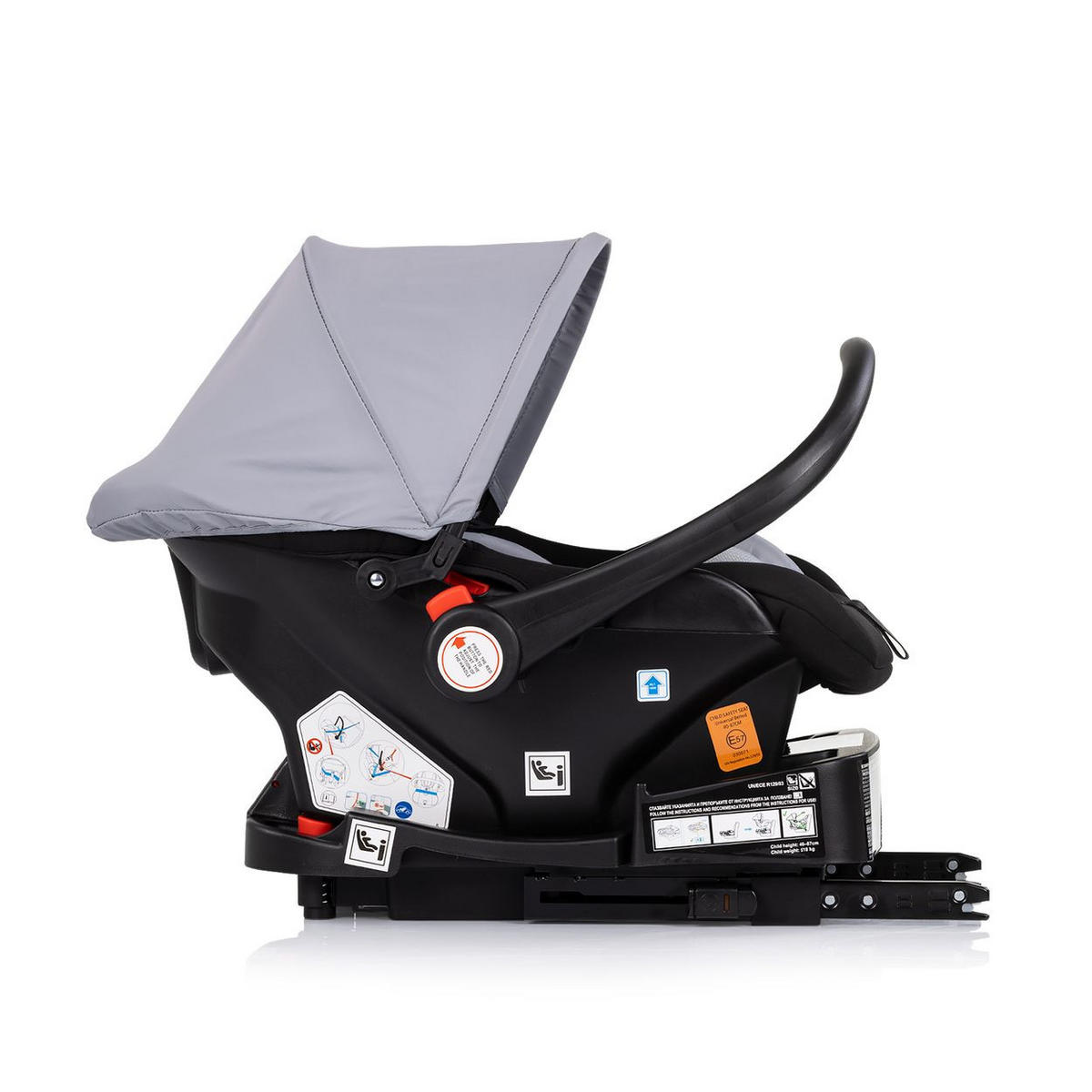 BABYSCHALE Amore i-Size Gr. 0+ hellgrau (0 - 13 kg) Kissen Griff verstellbar - Schwarz, Kunststoff (40/56/62cm) - Chipolino