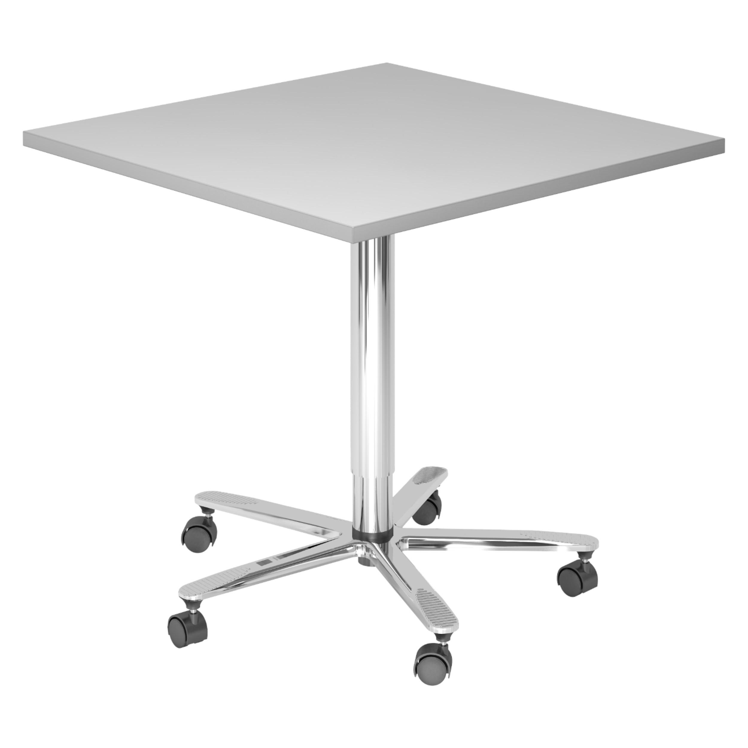 SÄULENHUBTISCH eckig ST 80/80/74 cm in Grau/chrom - Chromfarben/Grau, Holzwerkstoff (80/80/74cm) - bümö