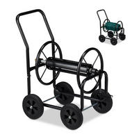 SCHLAUCHWAGEN Metall - Schwarz, Kunststoff/Metall (48/81/80cm) - Relaxdays