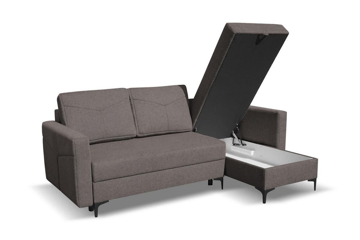 ECKSOFA KAIRO mit Schlaffunktion und Zwei Bettkasten (Braun) - Braun, Textil (230/150cm) - VENASI MÖBEL