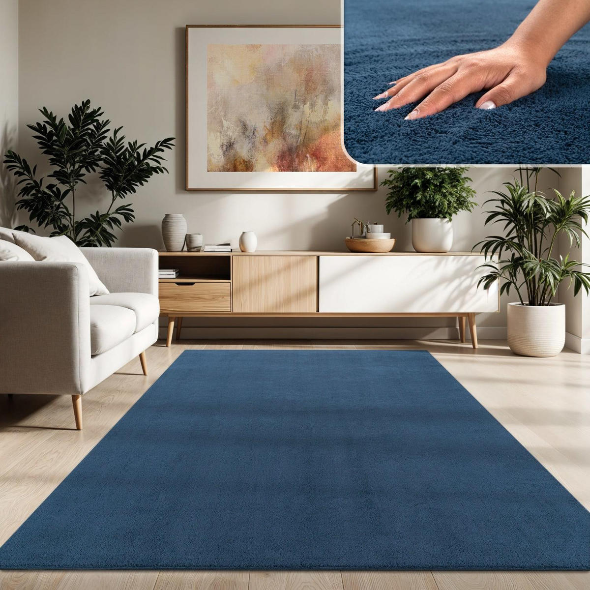 KURZFLORTEPPICH 200/200 cm Cadiz 630 - Blau, Kunststoff (200/200cm) - Paco Home