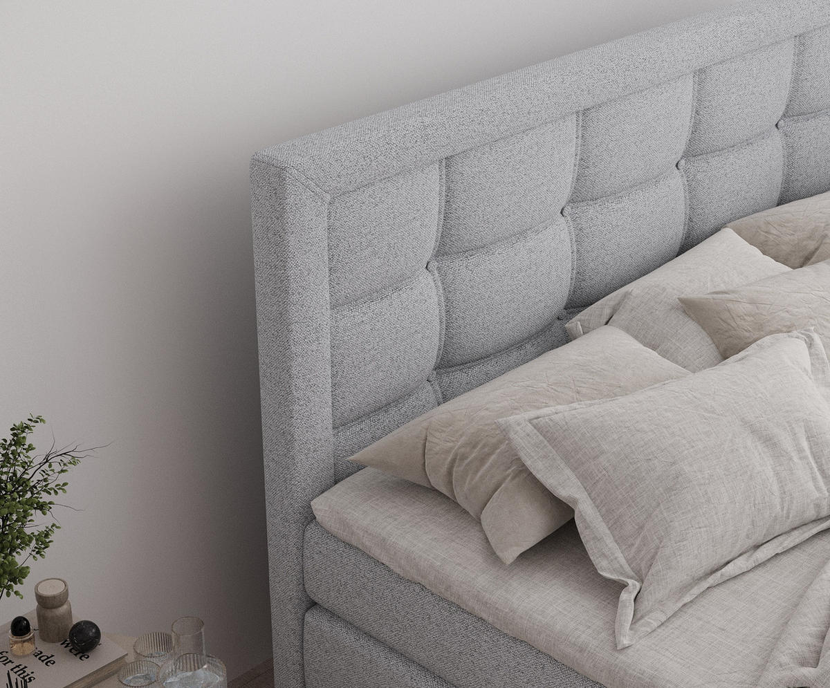 BOXSPRINGBETT Ambrosia Hellgrau 180/200 cm - Hellgrau/Schwarz, Holz/Holzwerkstoff (180/200cm) - Maison de Reve