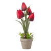 KUNSTBLUMEN Tulpen rot im Steinoptik-Topf, 27 cm - Rot, Kunststoff (27cm) - Homescapes