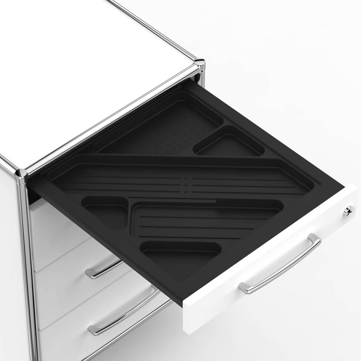 BÜRO-STANDCONTAINER Holz, 60 cm, 4 Schubladen, Weiß - Chromfarben/Silberfarben, Holzwerkstoff/Metall (60/61/60cm) - Versee