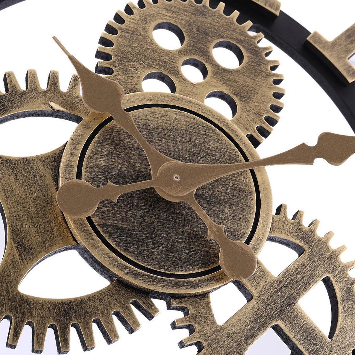 WANDUHR Industrie-Stil aus MDF in Gold Leises Uhrwerk Hochwertig Einfache Stromversorgung 58 x 58 x 4,5 cm - Goldfarben, Holzwerkstoff (58/4.5/58cm) - Livingandhome