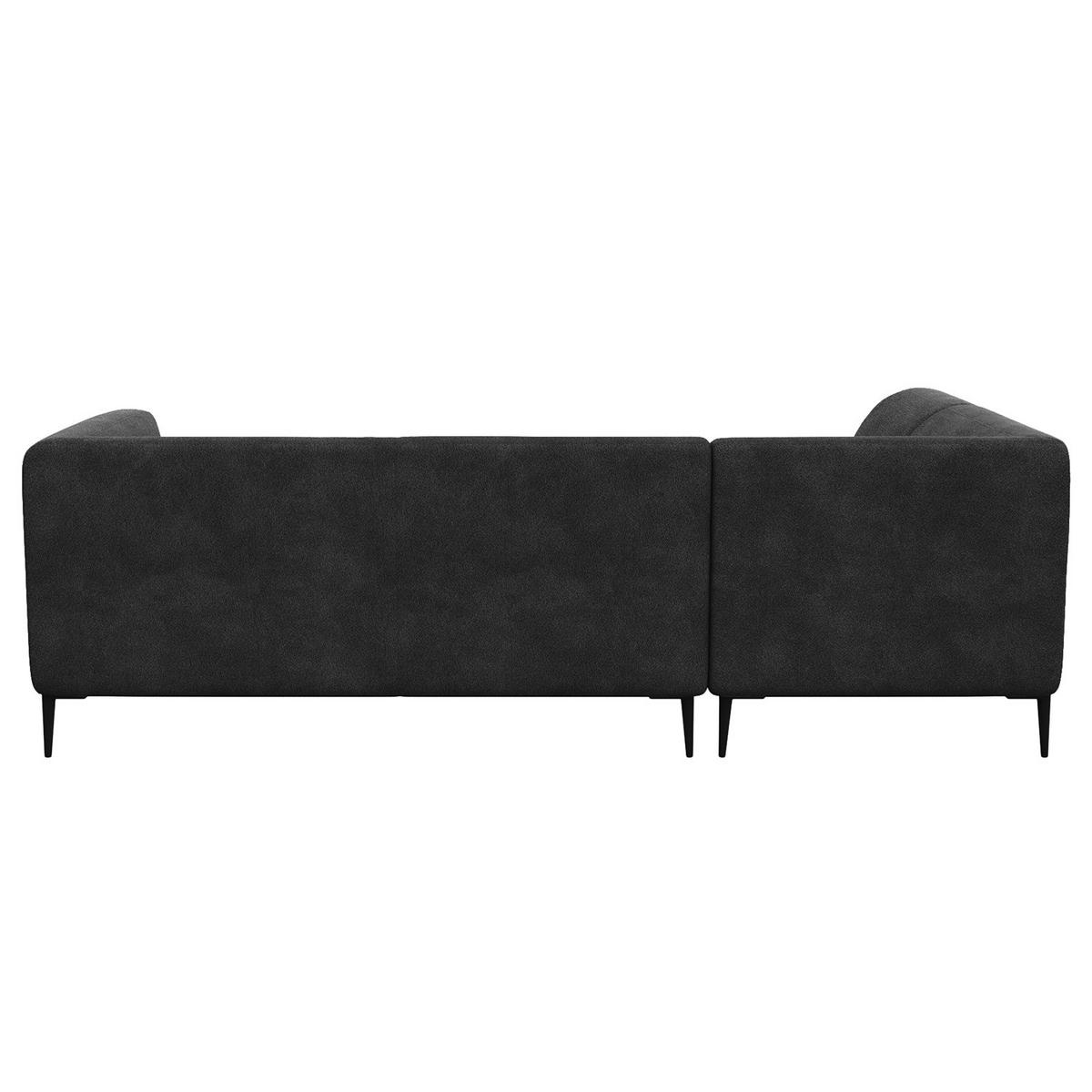 2,5-SITZER ECKSOFA mit Ottomane - Anthrazit/Schwarz, Textil/Metall (252/205cm) - home24