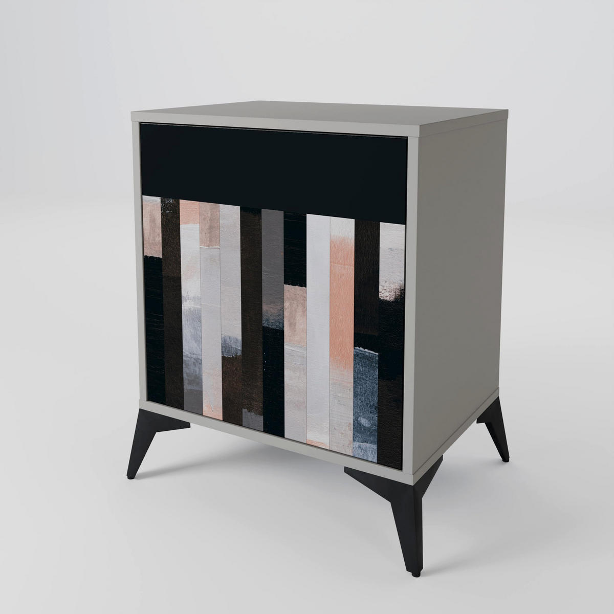 SIDEBOARD COLLAGE OF RECTANGLES, Grau, 57,5x42x75,5 cm, Goldfarbene Metallfüße - Goldfarben/Multicolor, Holzwerkstoff/Metall (57.5/75.5/42cm) - SpaceRebels