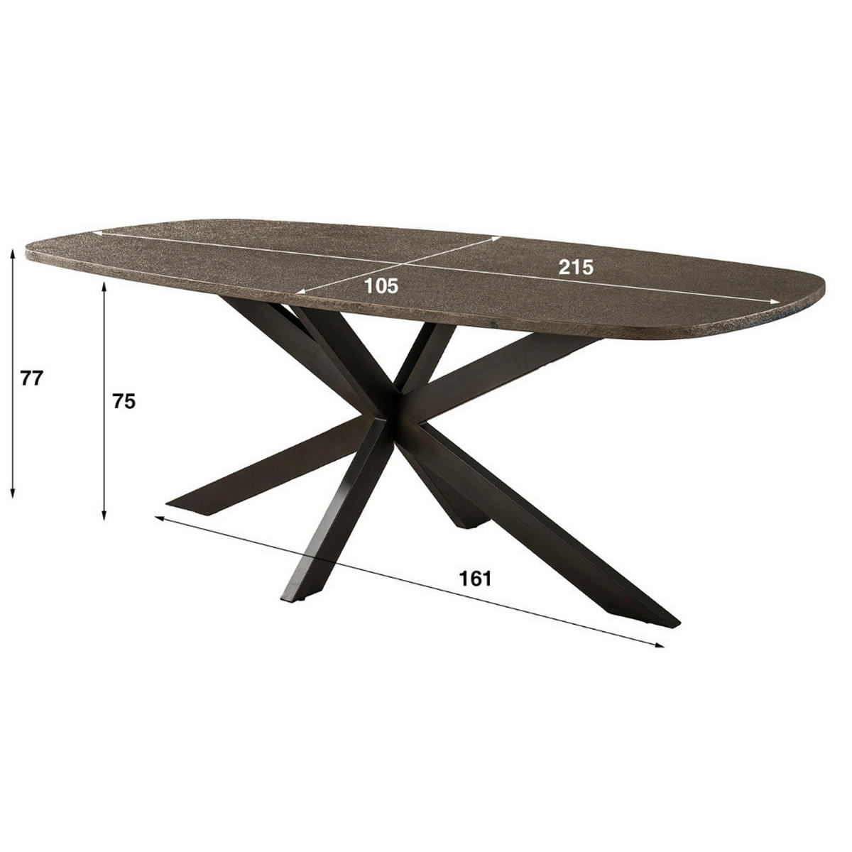 ESSTISCH BRONVIK GRANDE Dänisch-Ovaler Tisch in Liquid-Metall Bronze - Braun, Holz (215/105/77cm) - alesvelt