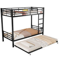 ETAGENBETT 90/200 cm und 90/190 cm schwarz aus Metall mit Ausziehbett - Schwarz, Metall (90/190cm) - OKWISH