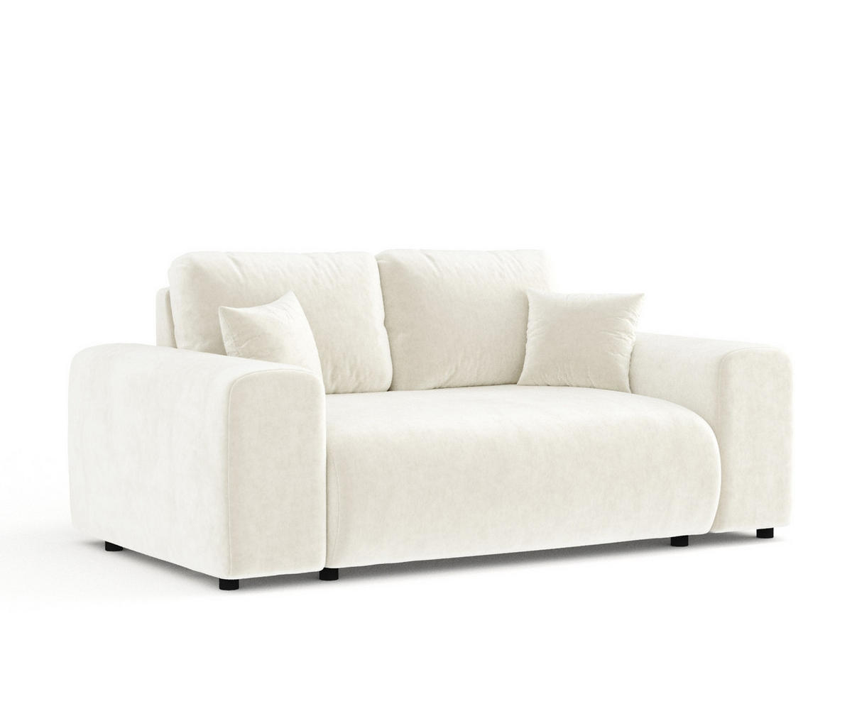 2-SITZER-SOFA Zanzibar Creme Samtstoff - Creme/Schwarz, Holz/Holzwerkstoff (178/79/108cm) - Maison de Reve