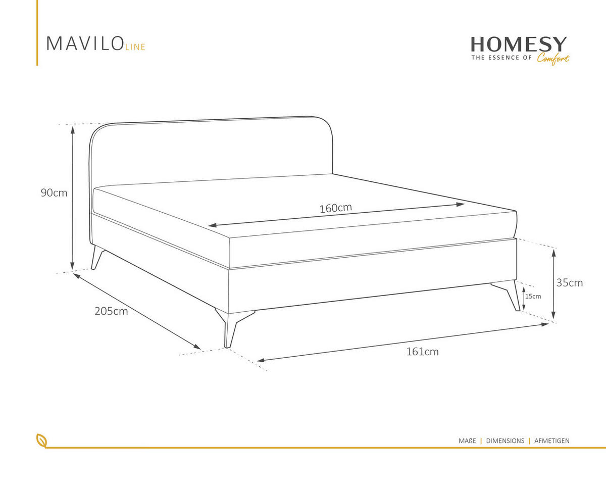 POLSTERBETT Mavilo 160 x 200 cm Lattenrost ohne matratze - schwarz - Schwarz, Holz (160/200cm) - Homesy