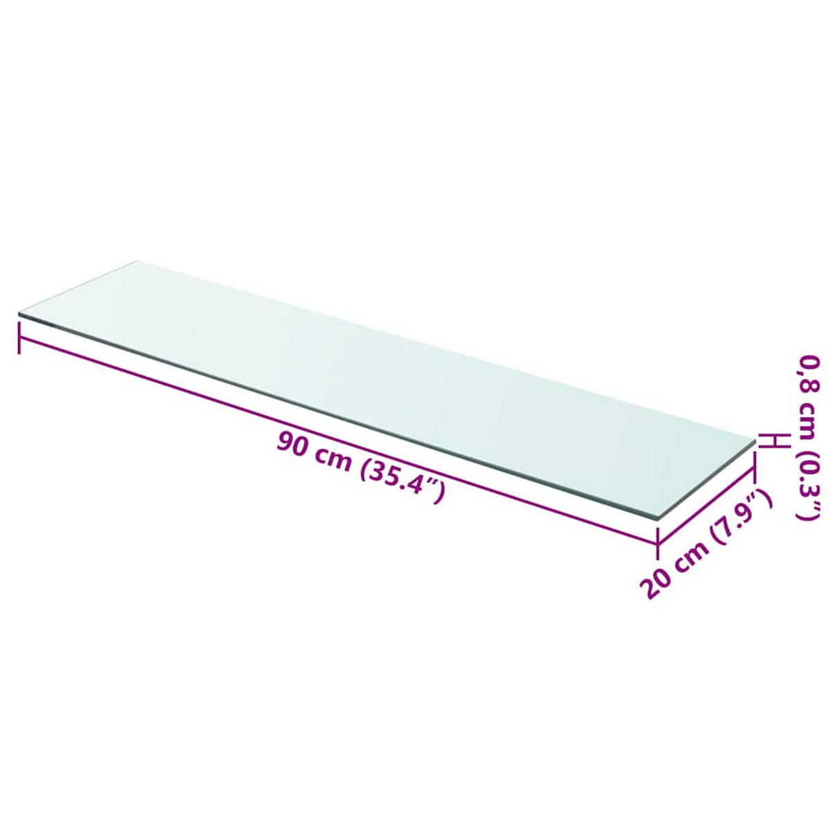 WANDBOARD 90/20/0,8 cm aus Glas Transparent - Transparent, Glas (90/0.8/20cm) - vidaXL