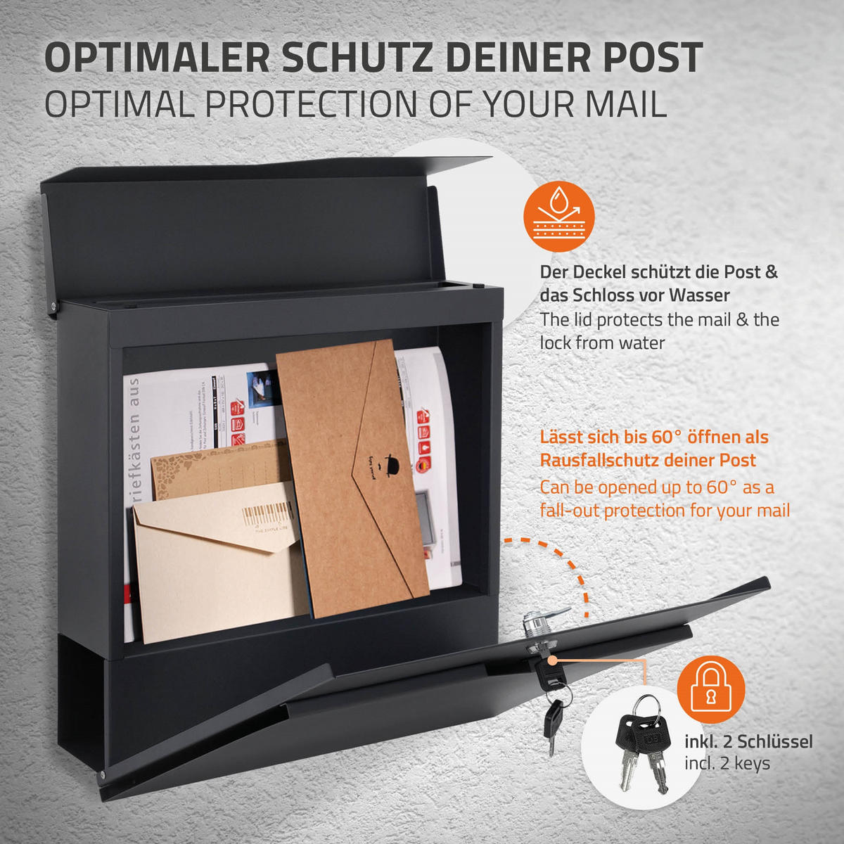 BRIEFKASTEN Anthrazit mit bepflanzbarem Ständer - Anthrazit, Metall (120cm) - ML-DESIGN