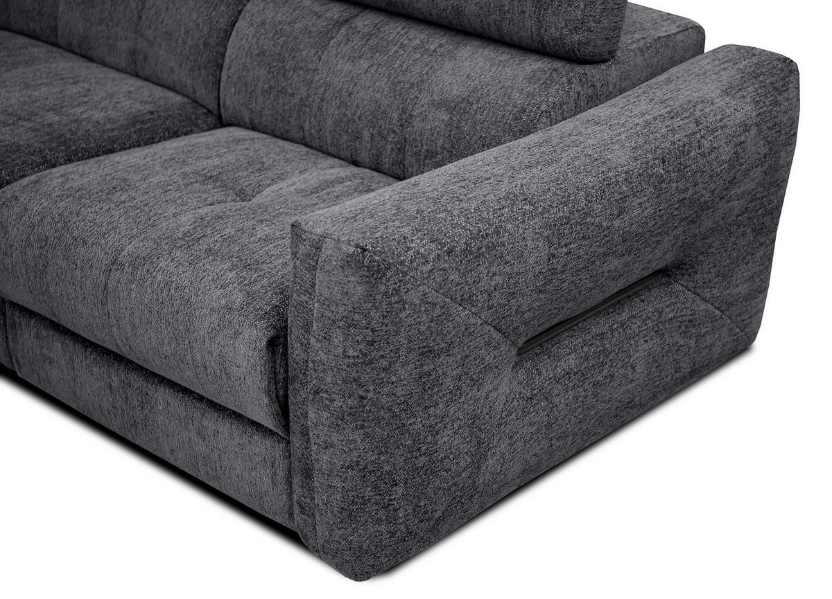 SOFA CALVERA 3-Sitzer mit 1 Relaxfunktion, graphitfarben - Graphitfarben, Holzwerkstoff/Textil (204/79/106cm) - Courtois Laville