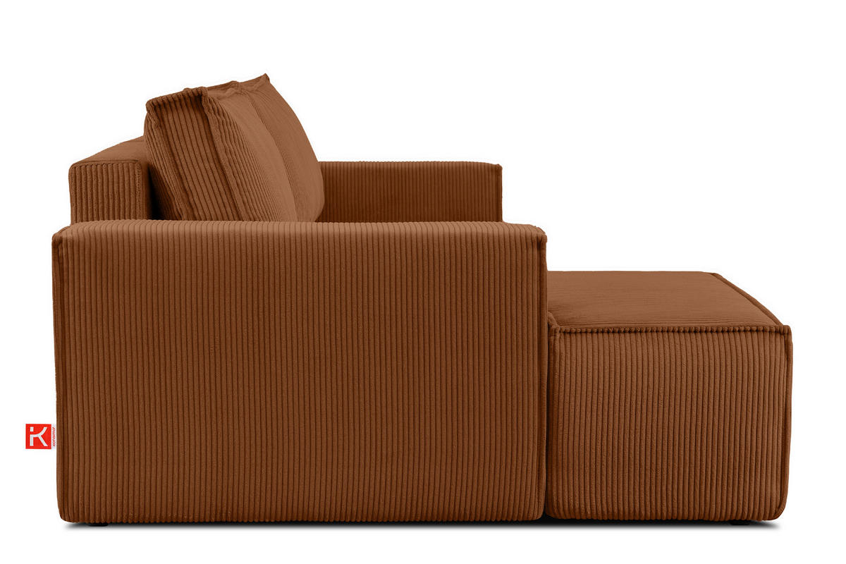 ECKSCHLAFSOFA-LINKS NAPI in Pet Friendly Cord-Stoff, rot - Rot/Schwarz, Textil (262/148cm) - KONSIMO®