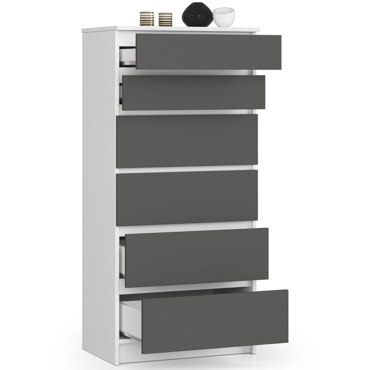 KOMMODE Weiß, Grau 60x40x130 cm - Weiß/Grau, Holzwerkstoff (60/130/40cm) - Akord