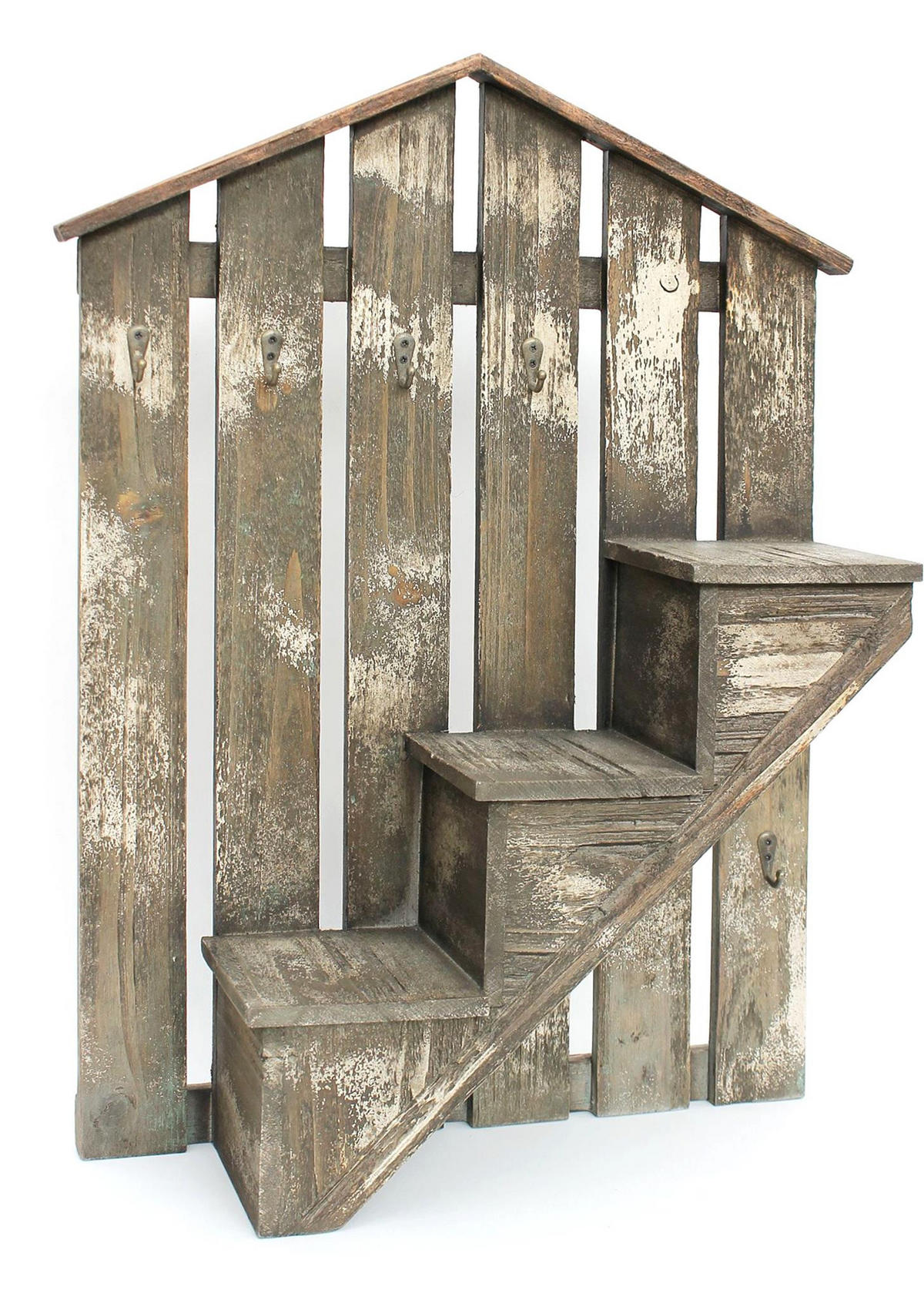 WANDORGANIZER mit Schlüsselhaken 62 cm Braun 17B046 - Braun, Holz (42/62/13cm) - DanDiBo