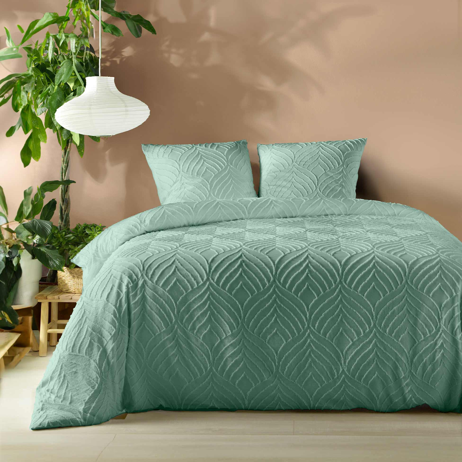 BETTWÄSCHE-SET Tuftmuster Heltie 240/220 cm - Hellgrün, Textil (220/240cm) - Douceur d´intérieur