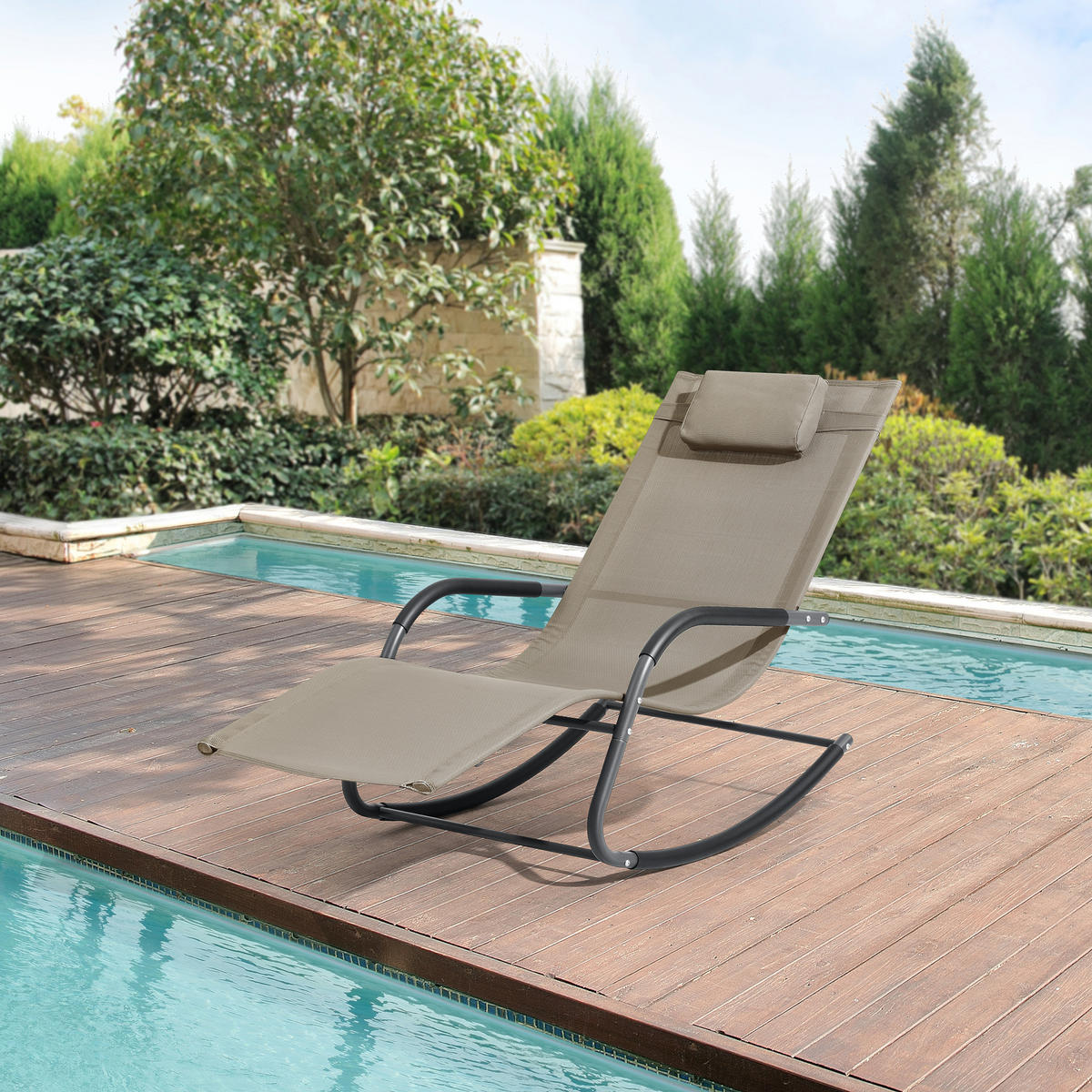 SCHAUKELLIEGE-SET 2 TLG. Caracena - Beige, Metall (147/89/63cm) - [en.casa]