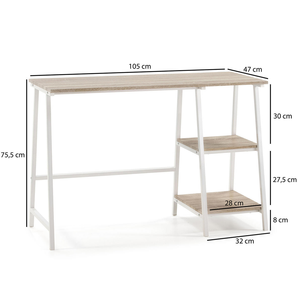 SCHREIBTISCH 105/47/75 Lisboa Weiß - Weiß, Holzwerkstoff (47/105/75cm) - VS Venta-stock