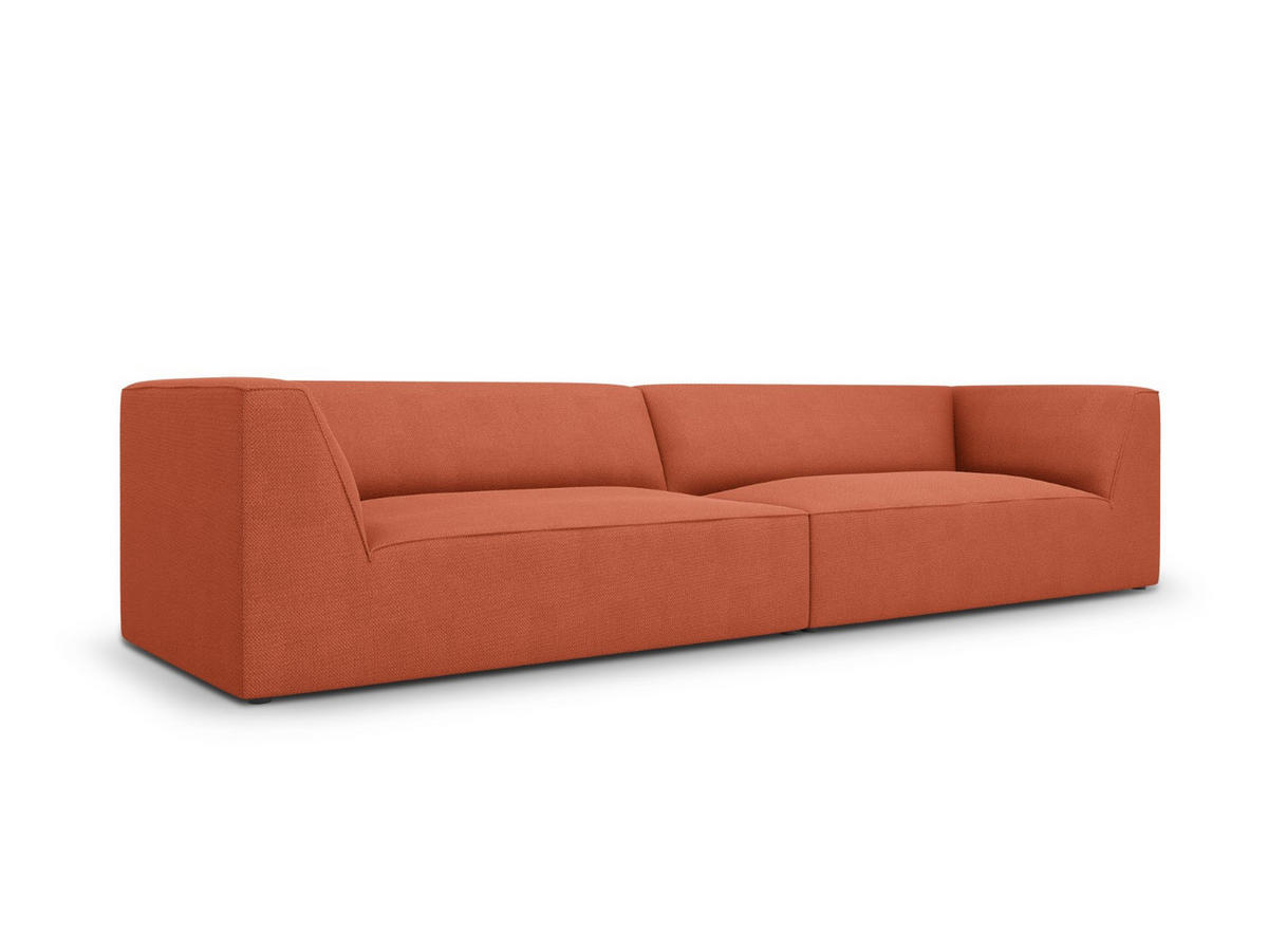 SOFA Ruby aus strukturiertem Stoff koralle 4 Sitzplätze - Koralle, Textil (302/69/93cm) - Micadoni