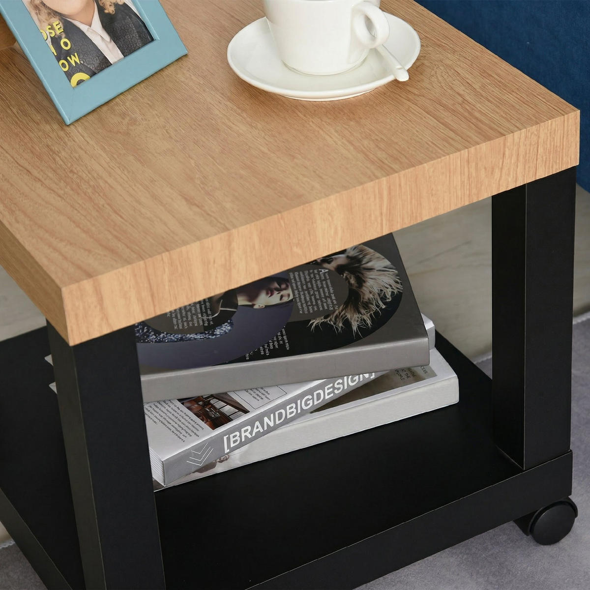 BEISTELLTISCH DE-15848 fahrbar mit Ablage Naturholz - Naturfarben, Holzwerkstoff (40/40/40cm) - ComfortXL