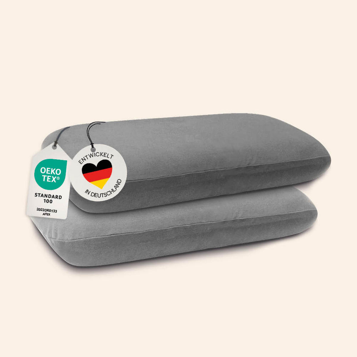 KISSENBEZUG für COMFORT Nackenkissen, DOPPELPACK Grau 70x40 cm - Grau, Textil (30/70cm) - casimum