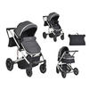 KINDERWAGEN 2 in 1 Thira grau Babywanne, umbaubar, Sportsitz, Fußabdeckung - Grau, Metall (96/61/107cm) - Moni